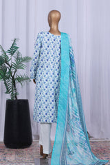 Bin Saeed Stitched 3 Piece Printed Cotton Vol-05 Suit-WC-2512-Ferozi