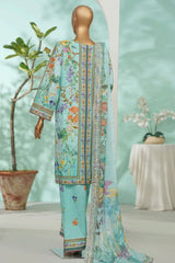 Bin Saeed Stitched 3 Piece Exc Luxury Lawn With Farshi Shalwar Suit-WC-2681 MINT