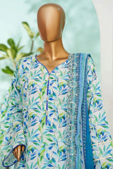 Bin Saeed Stitched 3 Piece Exc Luxury Lawn With Farshi Shalwar Suit-WC-2683 WHITE
