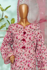 Bin Saeed Stitched 3 Piece Exc Luxury Lawn With Farshi Shalwar Suit-WC-2698 PEACH