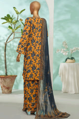 Bin Saeed Stitched 3 Piece Exc Luxury Lawn With Farshi Shalwar Suit-WC-2699 MUSTARD