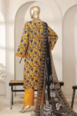 Bin Saeed Stitched 3 Piece Luxury Laserkari Lawn Vol-03 Suit-WC-2804-YELLOW