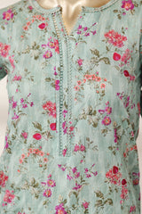 Bin Saeed Stitched 3 Piece Luxury Laserkari Lawn Vol-03 Suit-WC-2805-GREEN