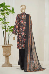 Bin Saeed Stitched 3 Piece Luxury Laserkari Suit-WC-3035-BROWN