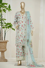 Bin Saeed Stitched 3 Piece Luxury Laserkari Suit-WC-3036-FEROZI