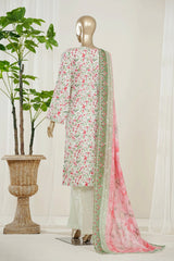 Bin Saeed Stitched 3 Piece Luxury Laserkari Suit-WC-3037-CREAM