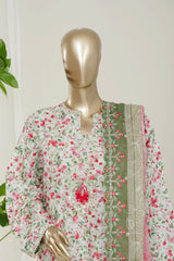 Bin Saeed Stitched 3 Piece Luxury Laserkari Suit-WC-3037-CREAM