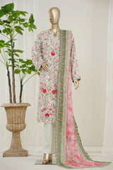 Bin Saeed Stitched 3 Piece Luxury Laserkari Suit-WC-3037-CREAM
