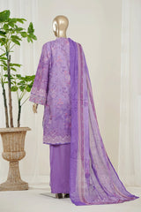 Bin Saeed Stitched 3 Piece Luxury Laserkari Suit-WC-3038-PURPLE