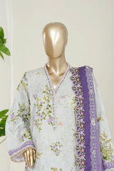 Bin Saeed Stitched 3 Piece Luxury Laserkari Suit-WC-3039-OFF WHITE
