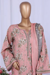 Bin Saeed Stitched 3 Piece Printed Cotton Vol-05 Suit-WC-2511-Pink