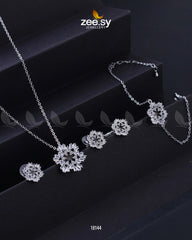Snowflake Pendant Set Silver - Zeesy Jewellery