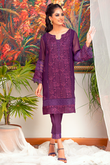 Zaaviay Stitched Organza Collection wisteria (Two Piece)