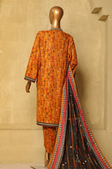 Bin Saeed Stitched 3 Piece Exclusive Printed Khaddar Vol-06 Collection'2024-WK-1138-Mustard