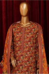 Bin Saeed Stitched 3 Piece Exclusive Printed Khaddar Vol-07 Collection'2024-WK-1152-Rust