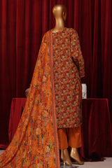 Bin Saeed Stitched 3 Piece Exclusive Printed Khaddar Vol-07 Collection'2024-WK-1152-Rust