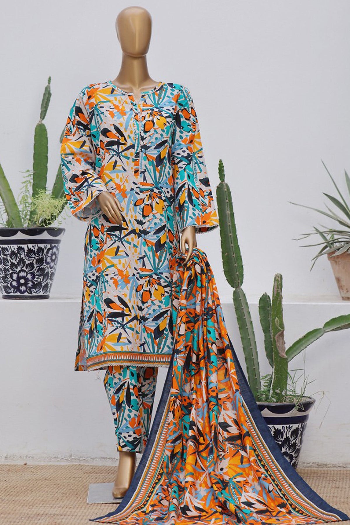 Bin Saeed Stitched 3 Piece Exclusive Printed Khaddar Vol-08 Collection'2024-WK-1184-Multi