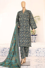 Bin Saeed Stitched 3 Piece Exclusive Printed Khaddar Vol-09 Collection'2024-WK-1217-Teal