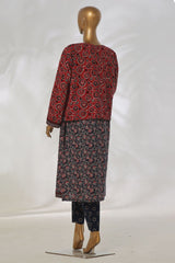 Bin Saeed Stitched 3 Piece Printed Khaddar Vol-01 Jacket Collection'2024-WK-1296-Dark Blue