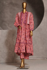 Bin Saeed Stitched 3 Piece Pret Khaddar Frock Collection'2024-WKST-1313-Pink