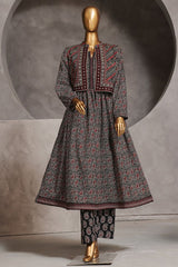 Bin Saeed Stitched 3 Piece Pret Khaddar Frock Collection'2024-WKST-1315-Black