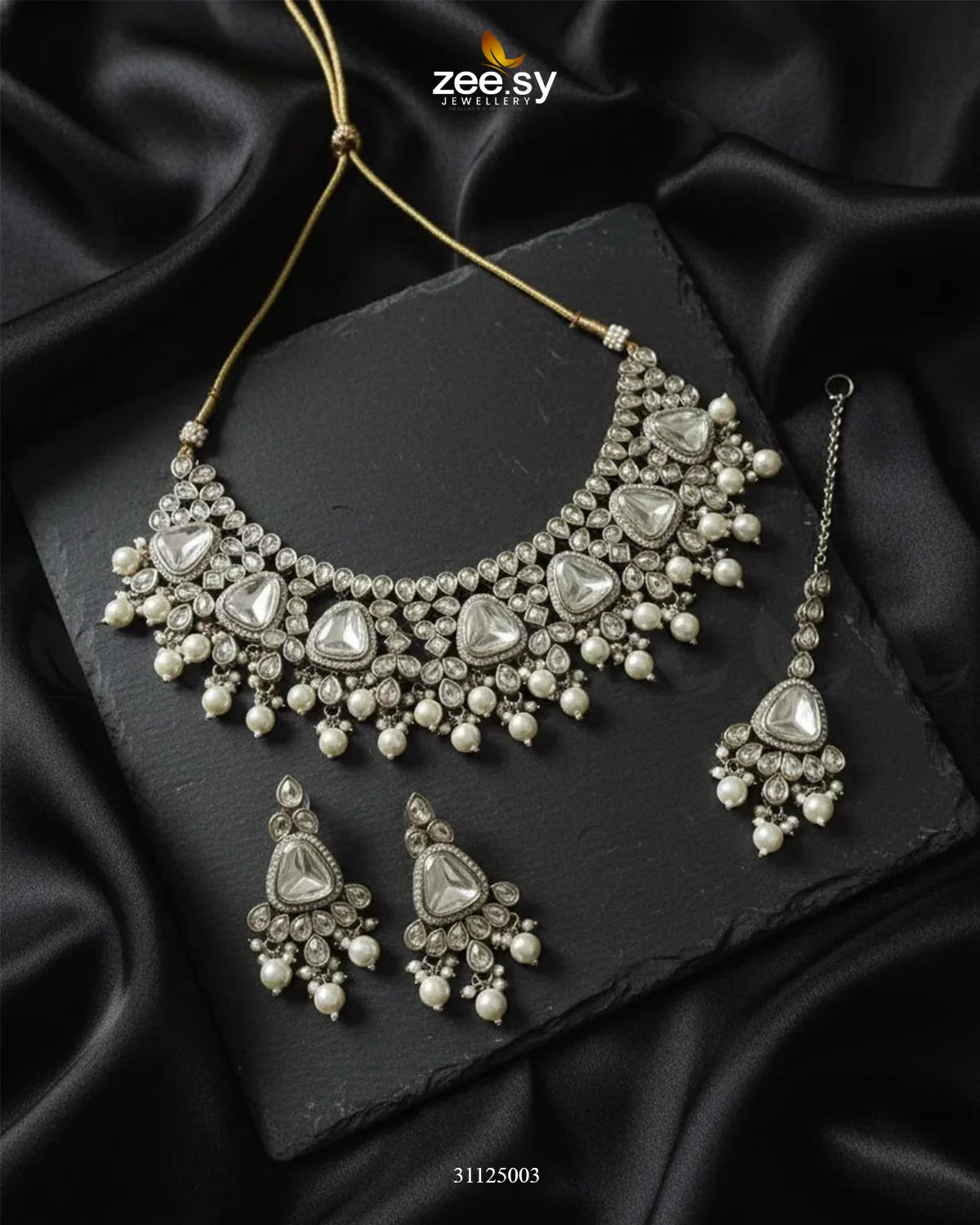 Rich Sentimental Crystal Bridal Set White - Zeesy Jewellery