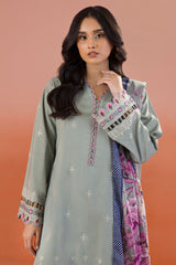 Zellbury Unstitched 3 Piece Dyed Cotton Suit-WUC-0060