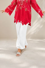 Urban Cut White Balloon Shalwar Premium Soft Fabric-T0291