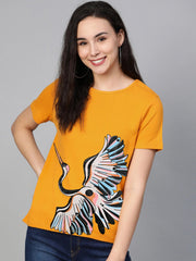 Sprinkles Stitched 1 Piece Summer Shirts Kids Collection'2025-Yellow Bird Print Tee