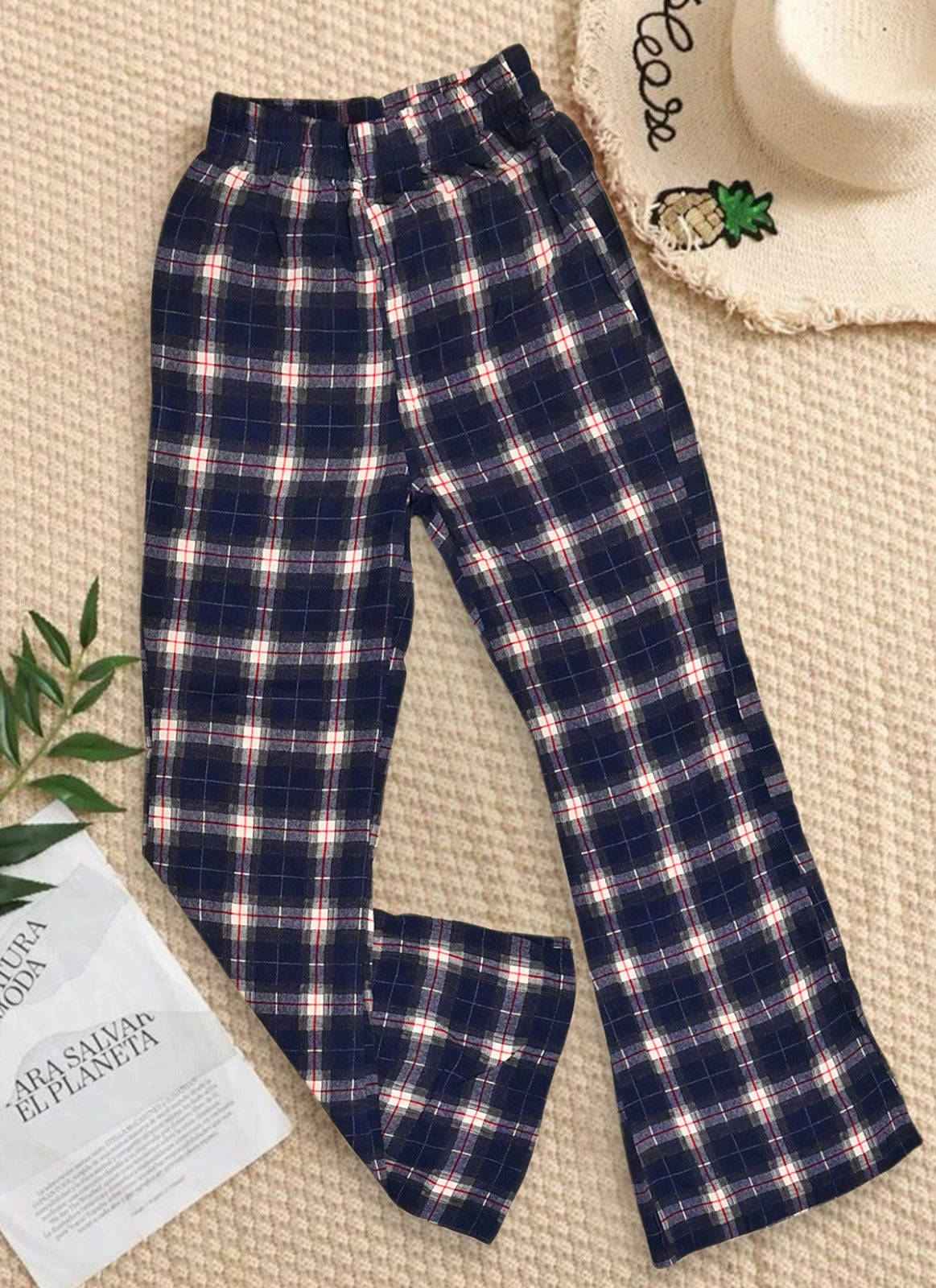 Sprinkles Stitched 1 Piece Summer Bottoms Kids Collection'2025-Multi Checkered Plaid Pants Straight Trouser