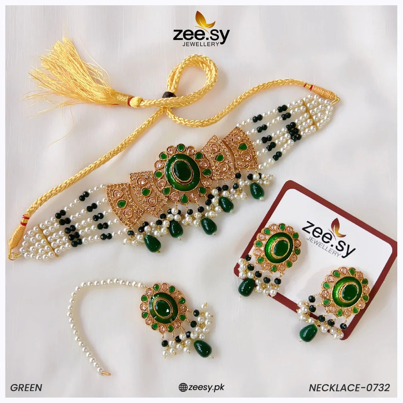 NECKLACE-0732 Green - Zeesy Jewellery