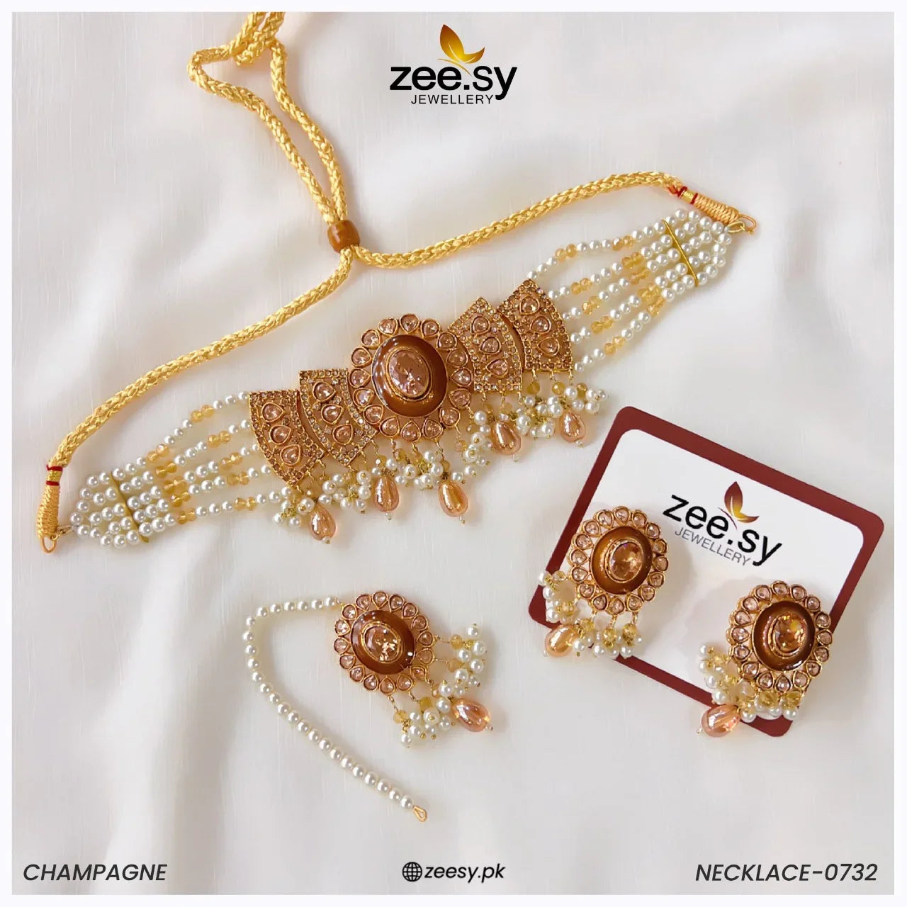 NECKLACE-0732 Champagne - Zeesy Jewellery