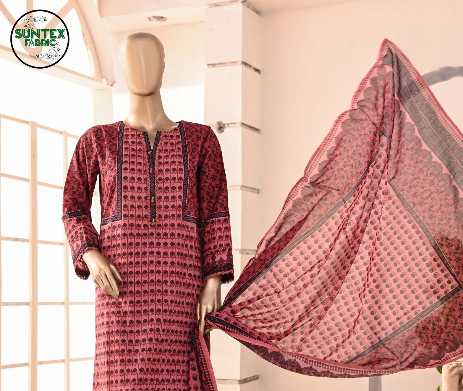 Woman Printed Lawn Stitch Shirt (Kurti) with Dupatta & Trouser
