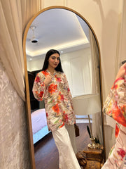 Zaman By MNM Stitched 2 Piece Print Edits Collection'2024-Orange Oasis