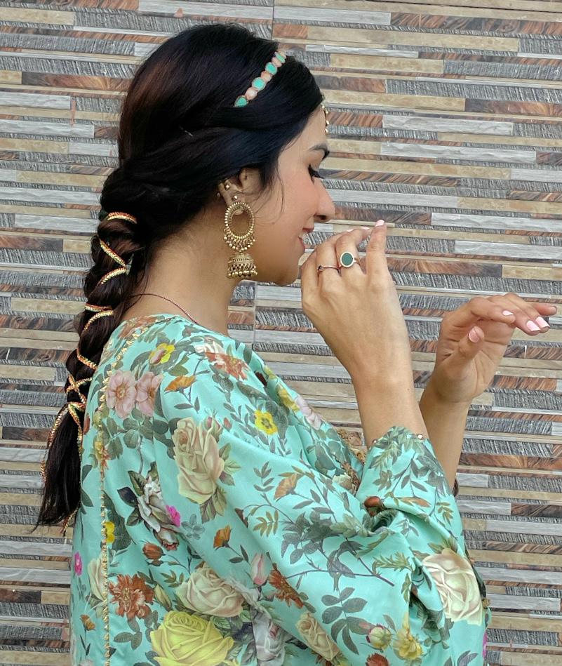 Urban Cut 2 Piece Embroidred Cotton/Viscose  Printed  Suit