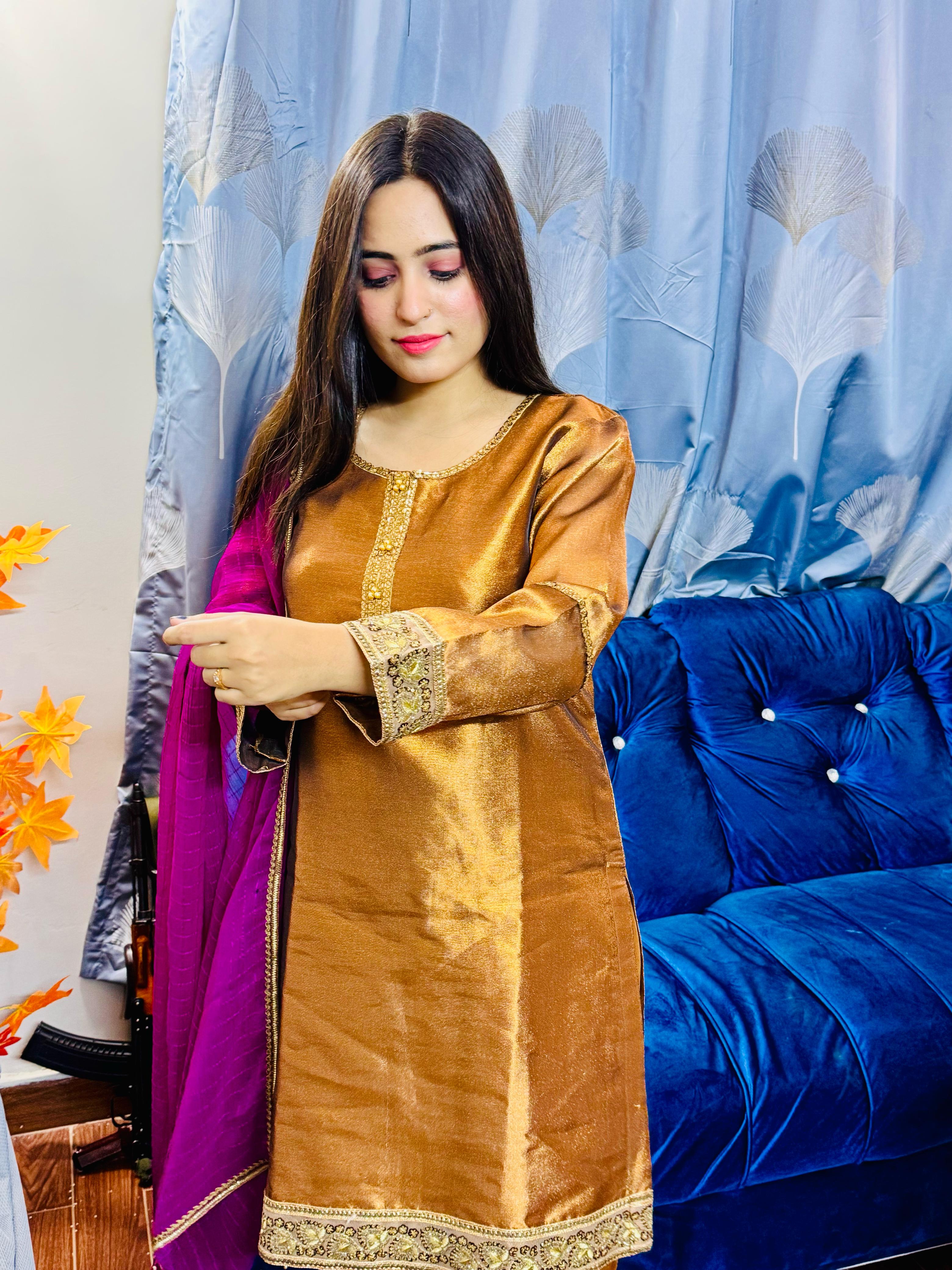 Urban Cut 3 Piece Embroidered Suit