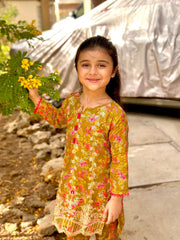 Khanak Stitched Kids-Sienna Brown 2pcs Embroidered Suit KST 062