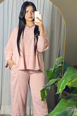 Urban Cut Garment Dyed Cotton Pink Co-Ord Set