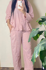 Urban Cut Garment Dyed Cotton Pink Co-Ord Set