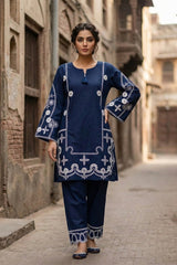 Umer Aayan 2 Piece Stitched Blue Lawn suit -Ready  to wear