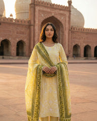 Umer Aayan 3 Piece Stitched Lawn suit -Ready to Wear Lime