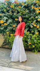 Urban Cut Red Cotton Wrap Shirt | Minimal Chic-C0236