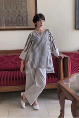 Urban Cut-Stripe Cotton Coord Set-C0283