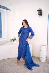 Midway Arts Stitched Co Ords Suit-Azure