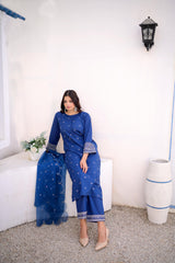 Midway Arts Stitched Co Ords Suit-Azure