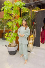 Urban Cut 2 Piece Cotton Embellished  Co- Ord Set with Farshi Shalwar