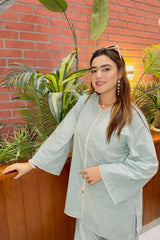 Urban Cut 2 Piece Cotton Embellished  Co- Ord Set with Farshi Shalwar