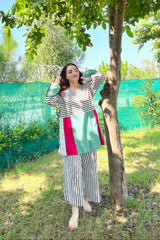 Urban Cut Striped Colorblock Cotton 2-Piece Suit