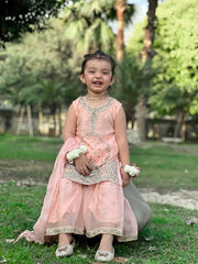 Khanak Stitched Kids-Apricot Gharara-KG 012