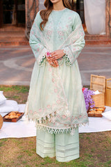 Kaavish By Farasha Unstitched 3 Piece Eid Festive Lawn Suit-05-Whisper Mint